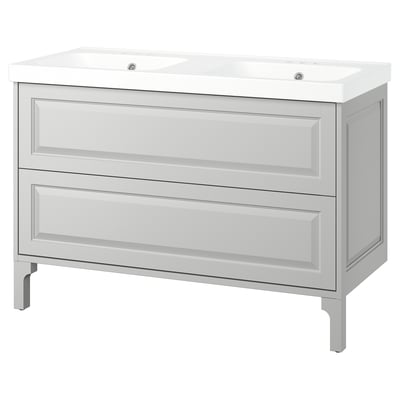 TÄNNFORSEN / ORRSJÖN Meuble sdb avec tiroirs/lavabo, gris clair, 49x21 3/4x34 5/8 "