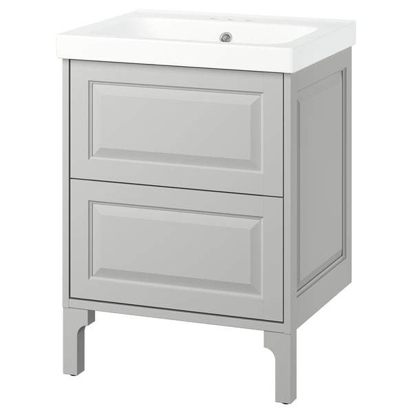 TÄNNFORSEN / ORRSJÖN Meuble sdb avec tiroirs/lavabo, gris clair, 25x21 3/4x34 5/8 "