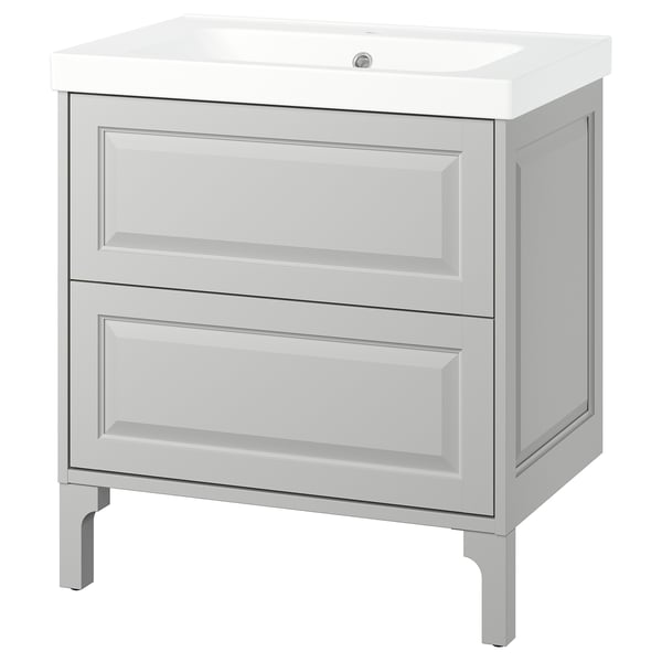 TÄNNFORSEN / ORRSJÖN Meuble sdb avec tiroirs/lavabo, gris clair, 31x21 3/4x34 5/8 "