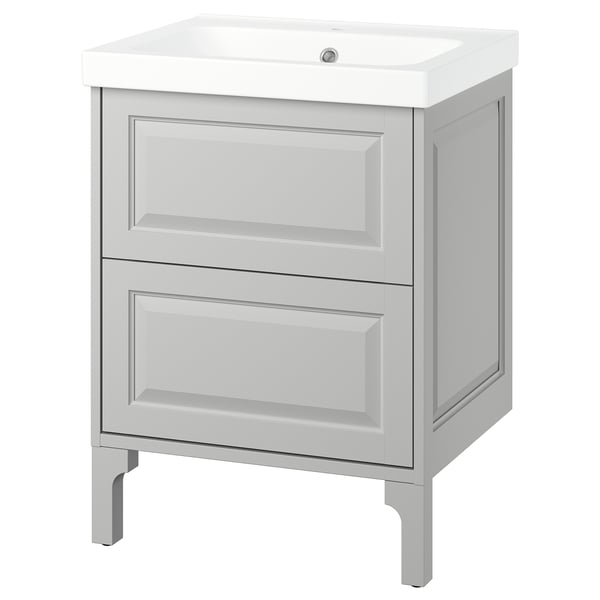 TÄNNFORSEN / ORRSJÖN Meuble sdb avec tiroirs/lavabo, gris clair, 25x21 3/4x34 5/8 "