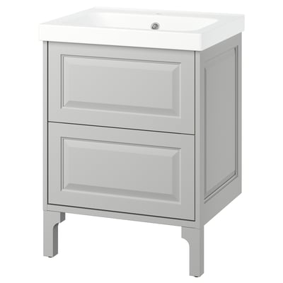 TÄNNFORSEN / ORRSJÖN Meuble sdb avec tiroirs/lavabo, gris clair, 25x21 3/4x34 5/8 "