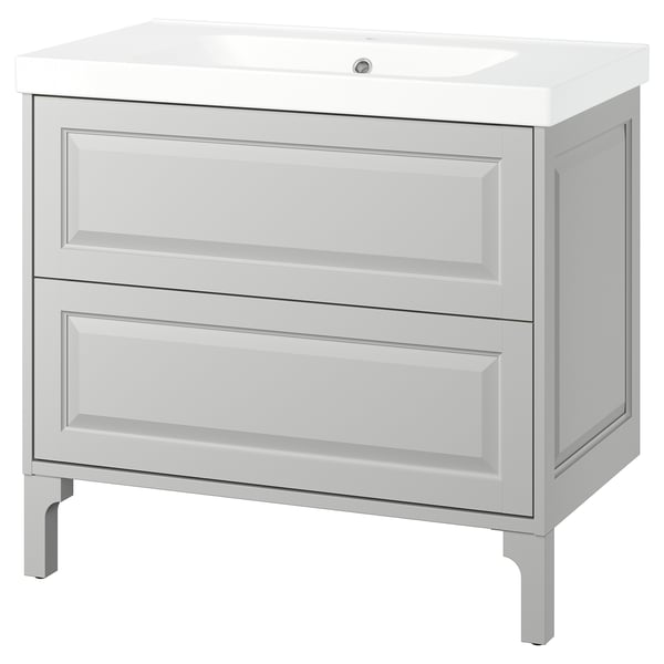 TÄNNFORSEN / ORRSJÖN Meuble sdb avec tiroirs/lavabo, gris clair, 37x21 3/4x34 5/8 "