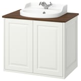 TÄNNFORSEN / RUTSJÖN Meuble à tiroirs/lavabo/mitigeur, blanc/brun effet noyer, 31x21 1/2x30 1/8 "