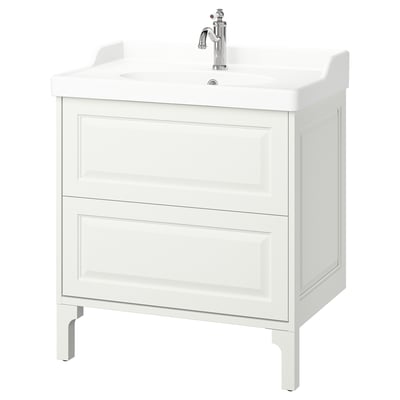 TÄNNFORSEN / RUTSJÖN Meuble à tiroirs/lavabo/mitigeur, blanc, 31 3/8x21 7/8x36 3/4 "