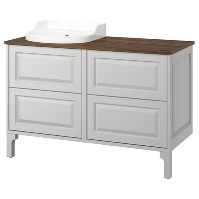 TÄNNFORSEN / RUTSJÖN Meuble de sdb avec lavabo, gris clair/brun effet noyer, 49x21 1/2x37 1/8 "