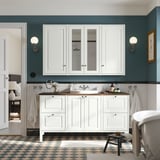 TÄNNFORSEN / RUTSJÖN Meuble lavabo/vasque/mitigeur, blanc/brun effet noyer, 61x21 1/2x37 1/8 "