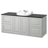 TÄNNFORSEN / RUTSJÖN Meuble lavabo/vasque/mitigeur, gris clair/noir marbré, 61x21 1/2x30 1/8 "