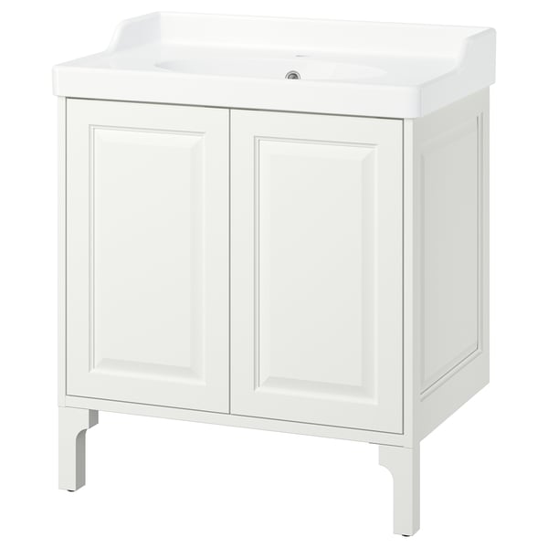 TÄNNFORSEN / RUTSJÖN Meuble sdb avec portes/lavabo, blanc, 31 3/8x21 7/8x36 3/4 "