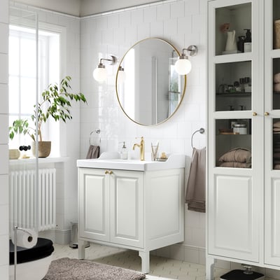 TÄNNFORSEN / RUTSJÖN Meuble sdb avec portes/lavabo, blanc, 31 3/8x21 7/8x36 3/4 "