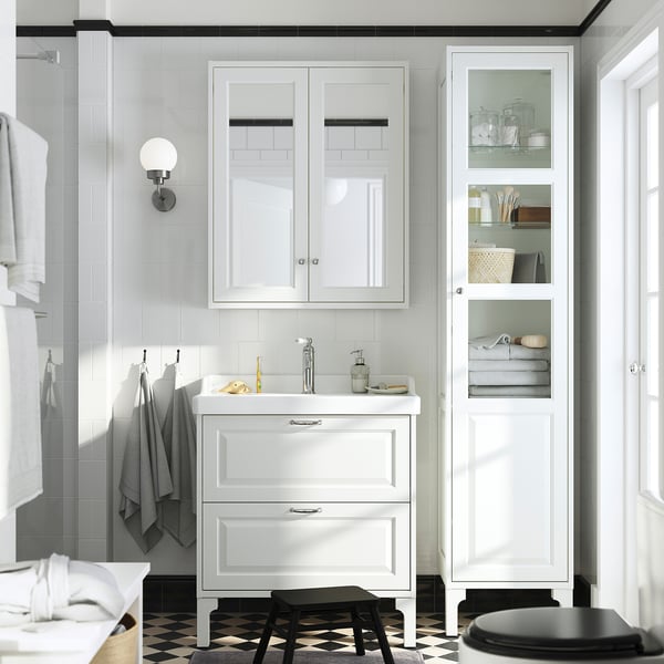 TÄNNFORSEN / RUTSJÖN Meuble sdb avec tiroirs/lavabo, blanc, 31 3/8x21 7/8x36 3/4 "