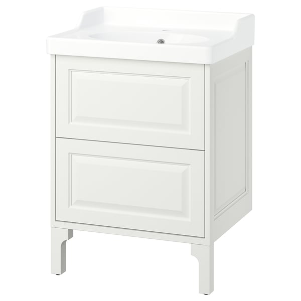 TÄNNFORSEN / RUTSJÖN Meuble sdb avec tiroirs/lavabo, blanc, 25 1/4x21 7/8x36 3/4 "