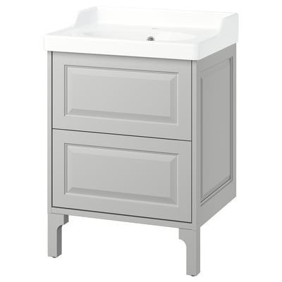 TÄNNFORSEN / RUTSJÖN Meuble sdb avec tiroirs/lavabo, gris clair, 25 1/4x21 7/8x36 3/4 "
