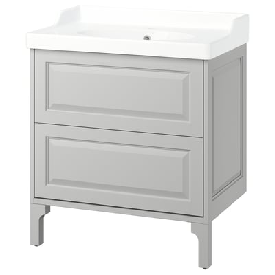 TÄNNFORSEN / RUTSJÖN Meuble sdb avec tiroirs/lavabo, gris clair, 31 3/8x21 7/8x36 3/4 "