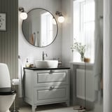 TÄNNFORSEN / TÖRNVIKEN Meuble à tiroirs/lavabo/mitigeur, gris clair/noir marbré, 31x21 1/2x35 7/8 "