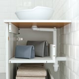TÄNNFORSEN / VÄSTERSJÖN Meuble pour lavabo/lavabo/mitigeur, blanc/blanc marbré, 25x21 1/2x35 7/8 "