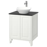 TÄNNFORSEN / VÄSTERSJÖN Meuble pour lavabo/lavabo/mitigeur, blanc/noir marbré, 25x21 1/2x35 7/8 "