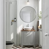 TÄNNFORSEN / VÄSTERSJÖN Meuble pour lavabo/lavabo/mitigeur, gris clair/brun effet noyer, 25x21 1/2x35 7/8 "