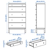 TARVA Commode à 5 tiroirs, pin, 29 7/8x50 "