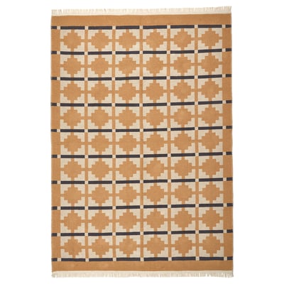 TELEGRAFLINJE Tapis tissé plat, jaune-beige, 5 ' 7 "x7 ' 10 "