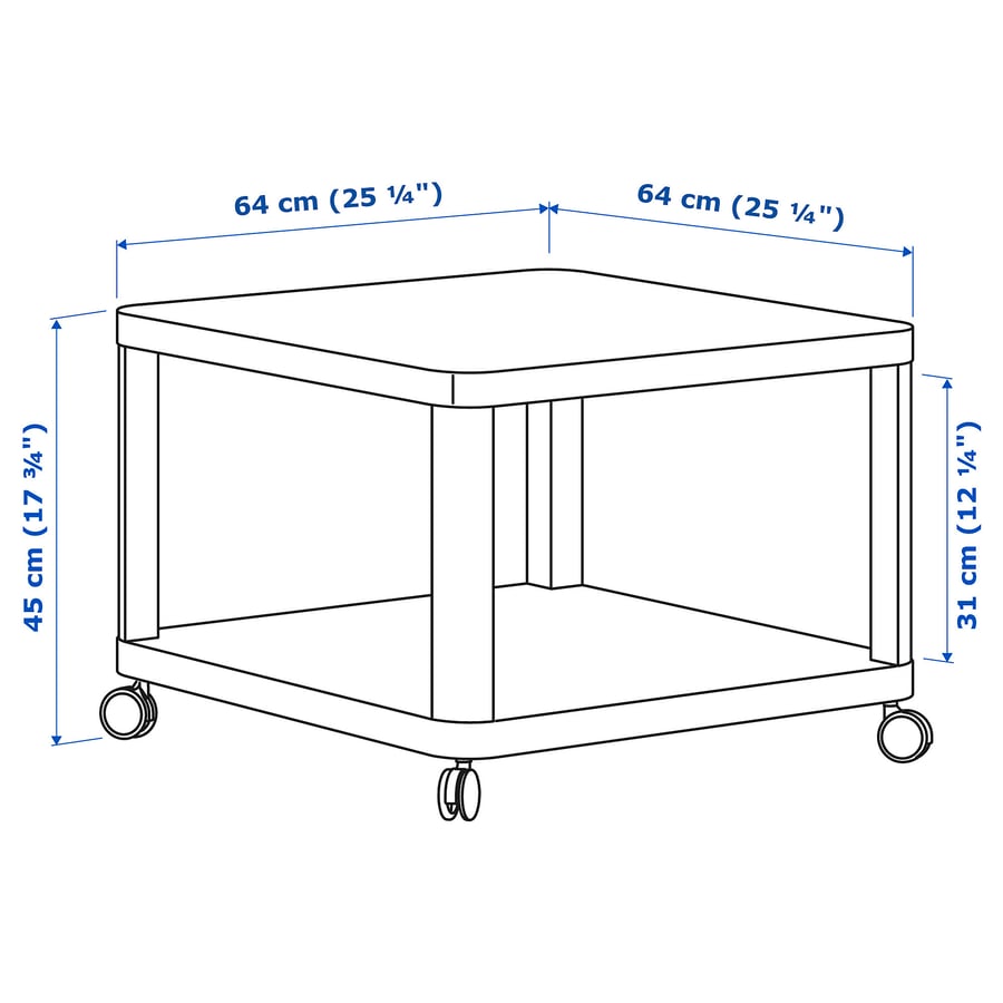 TINGBY Table d'appoint à roulettes, blanc, 64x64cm. Magasinez ici IKEA CA