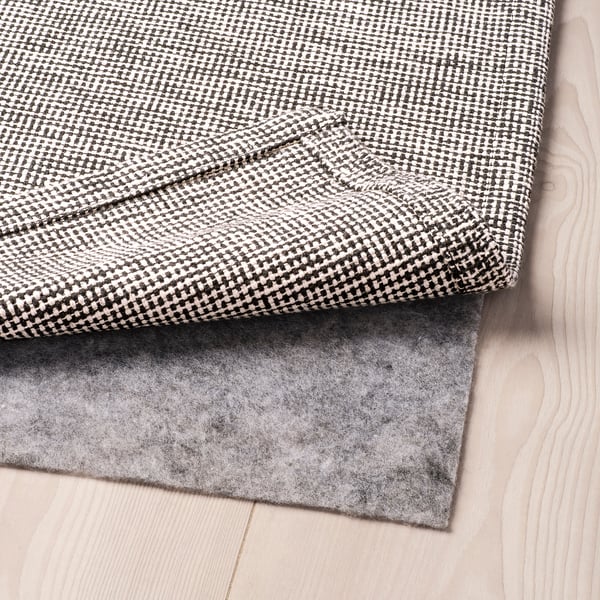 TIPHEDE Tapis tissé plat, noir/écru, 5 ' 1 "x7 ' 3 "