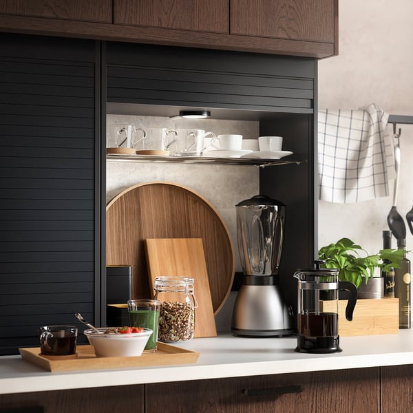 TITTEBO Rangement à rideau pr petit électro, noir, 24 "