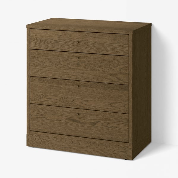 TONSTAD Commode à 4 tiroirs, brun chêne plaqué teinté, 32 1/4x18 1/2x35 3/8 "