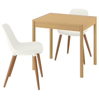TONSTAD / GRÖNSTA Table et 2 chaises, chêne plaqué/blanc, 31 1/2/47 1/4x27 1/2 "