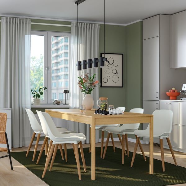 TONSTAD / GRÖNSTA Table et 6 chaises, chêne plaqué/blanc, 78 3/4x33 1/2 "