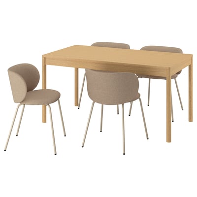 TONSTAD / KRYLBO Table et 4 chaises, chêne plaqué/Tonerud beige foncé, 59x31 1/2 "