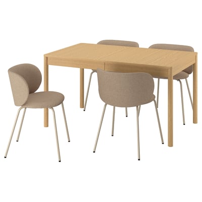 TONSTAD / KRYLBO Table et 4 chaises, chêne plaqué/Tonerud beige foncé, 55 1/8/77 1/8x33 1/2 "