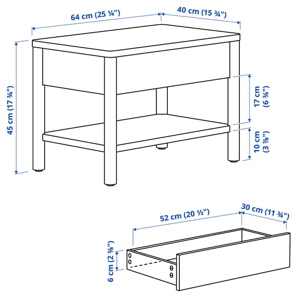 TONSTAD Table d'appoint, blanc cassé, 25 1/4x15 3/4 "