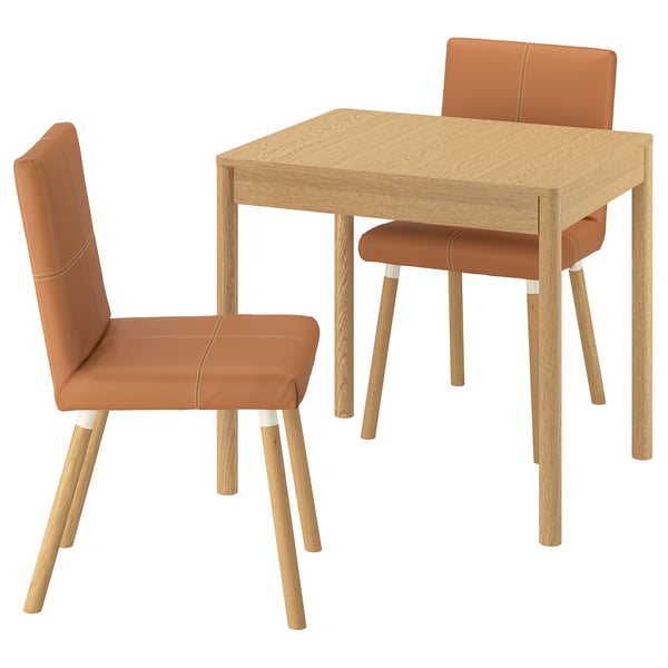 TONSTAD / TONSTAD Table et 2 chaises, chêne plaqué/Bomstad brun doré eff chêne, 31 1/2/47 1/4x27 1/2 "