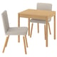 Option : TONSTAD / TONSTAD Table et 2 chaises, chêne plaqué/Fridtuna beige clair eff chêne, 31 1/2/47 1/4x27 1/2 "