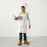 TOPPKLOCKA Tablier pour enfant avec toque, blanc/jaune