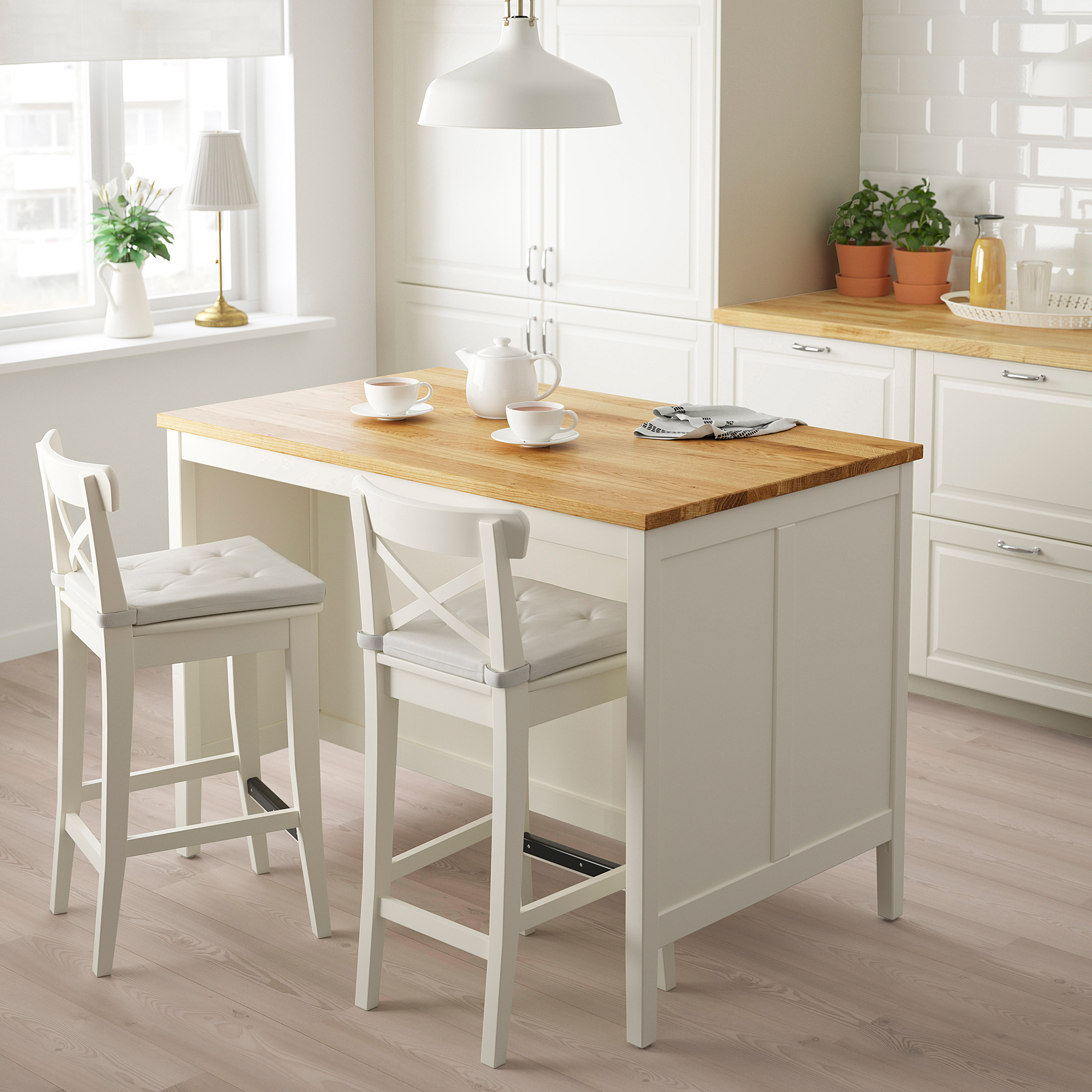 TORNVIKEN Îlot de cuisine, blanc cassé/chêne, 49 5/8x30 3/8 "