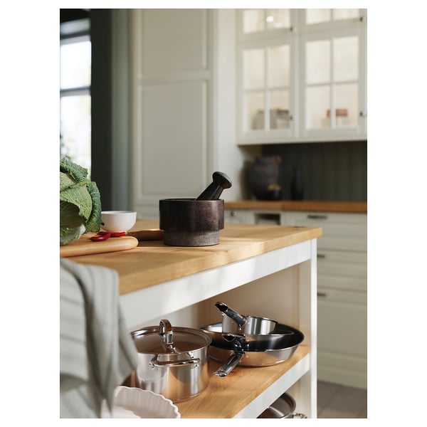 TORNVIKEN Îlot de cuisine, blanc cassé/chêne, 49 5/8x30 3/8 "