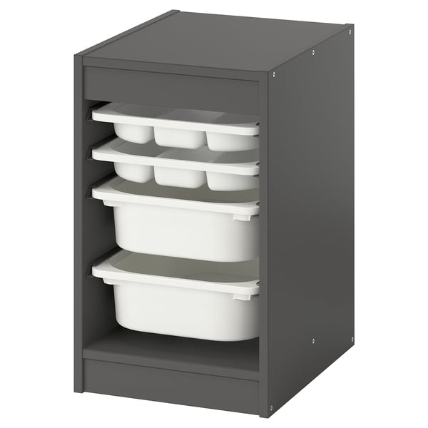 TROFAST Rangement bacs et plateaux, gris/blanc, 13 3/8x17 3/8x22 "