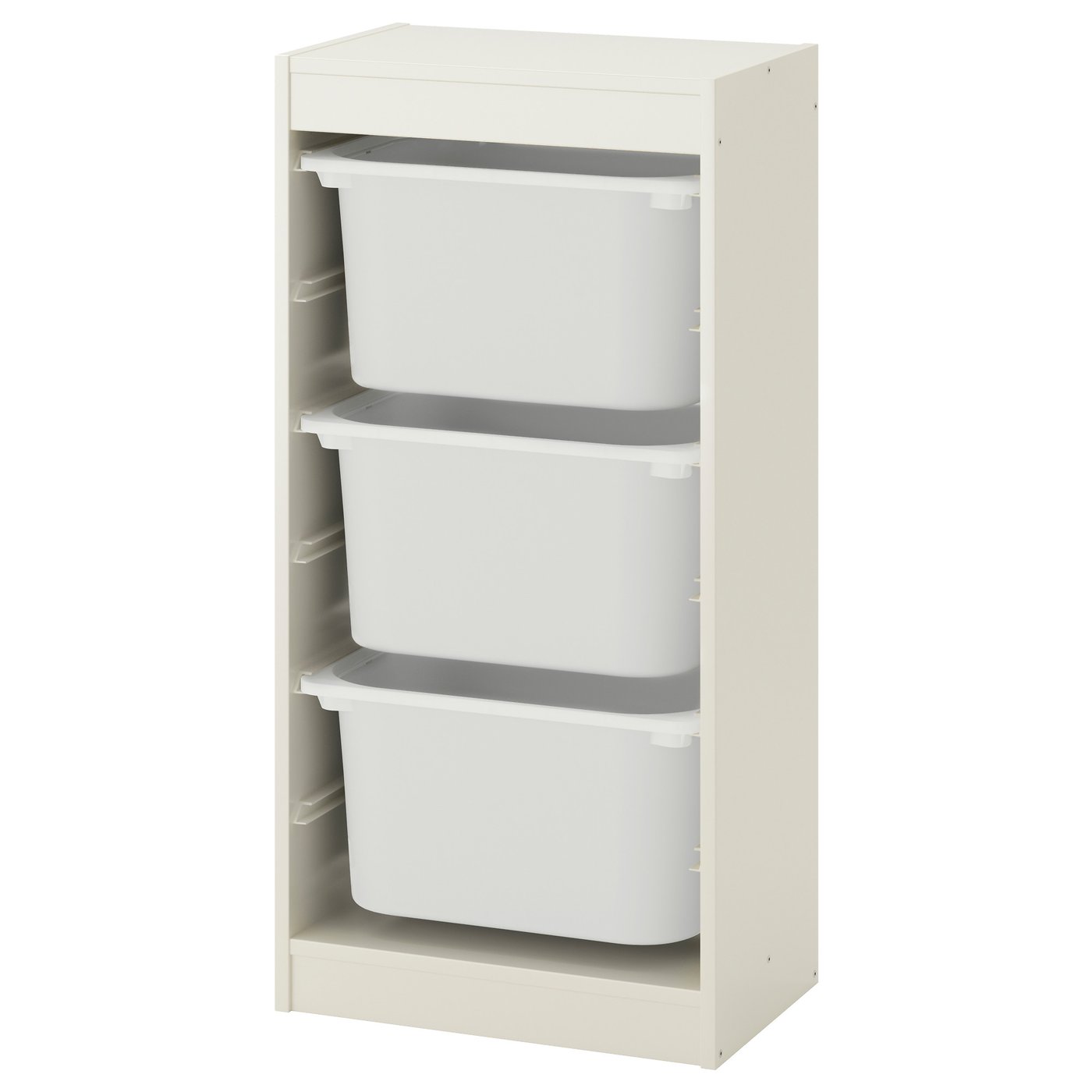 TROFAST rangement+boîtes, blanc/blanc, 46x30x94 cm (181/8x113/4x37
