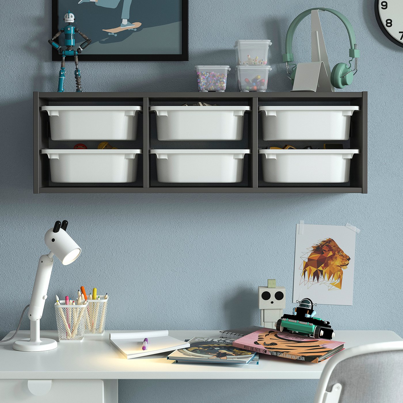 TROFAST rangement+boîtes, blanc/blanc, 46x30x145 cm (181/8x113/4x571/8
