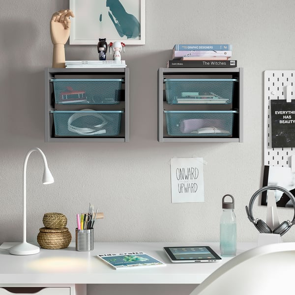 TROFAST Rangement mural, gris/bleu gris, 13 3/8x8 1/4x11 3/4 "