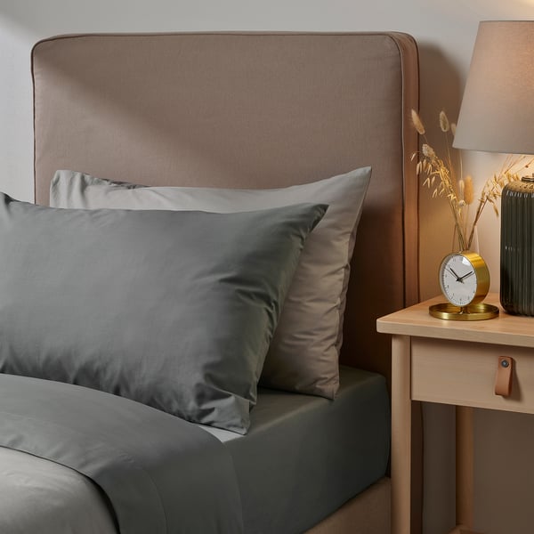 ULLVIDE Drap plat, gris, Lit 1 place, très grand