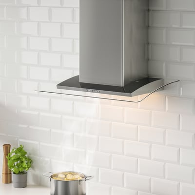 UNDANTAG Hotte murale, acier inox/verre