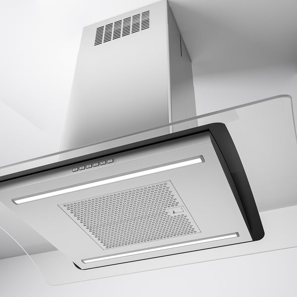 UNDANTAG Hotte plafond, acier inox/verre