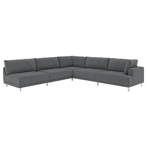 UPPÅKRA Canapé d'angle modulaire, 6 places, sans accoudoir à gauche/Johanneshov gris foncé