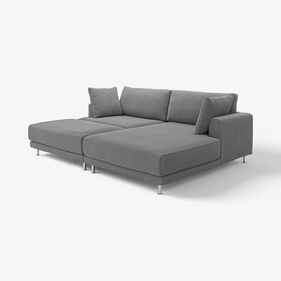 UPPÅKRA Canapé modulaire, avec méridienne, droite avec repose-pieds/Johanneshov gris foncé
