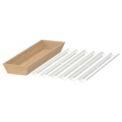 UPPDATERA Range-ustensiles/casier à épices, blanc/bambou, 18x19 ½ "