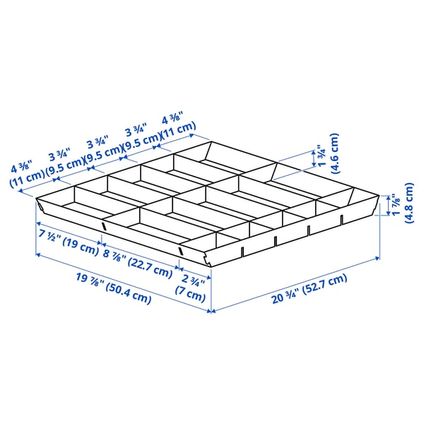 UPPDATERA Rangement adaptable pour tiroir, gris, 24x24 "