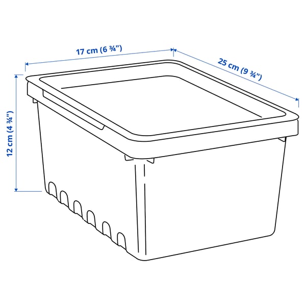 UPPSNOFSAD Boîte de rangement avec couvercle, noir, 9 ¾x6 ¾x4 ½ "/1 gallon