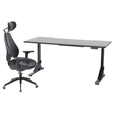 UPPSPEL / GRUPPSPEL Bureau et chaise de jeu, noir/Grann noir, 70 7/8x31 1/2 "